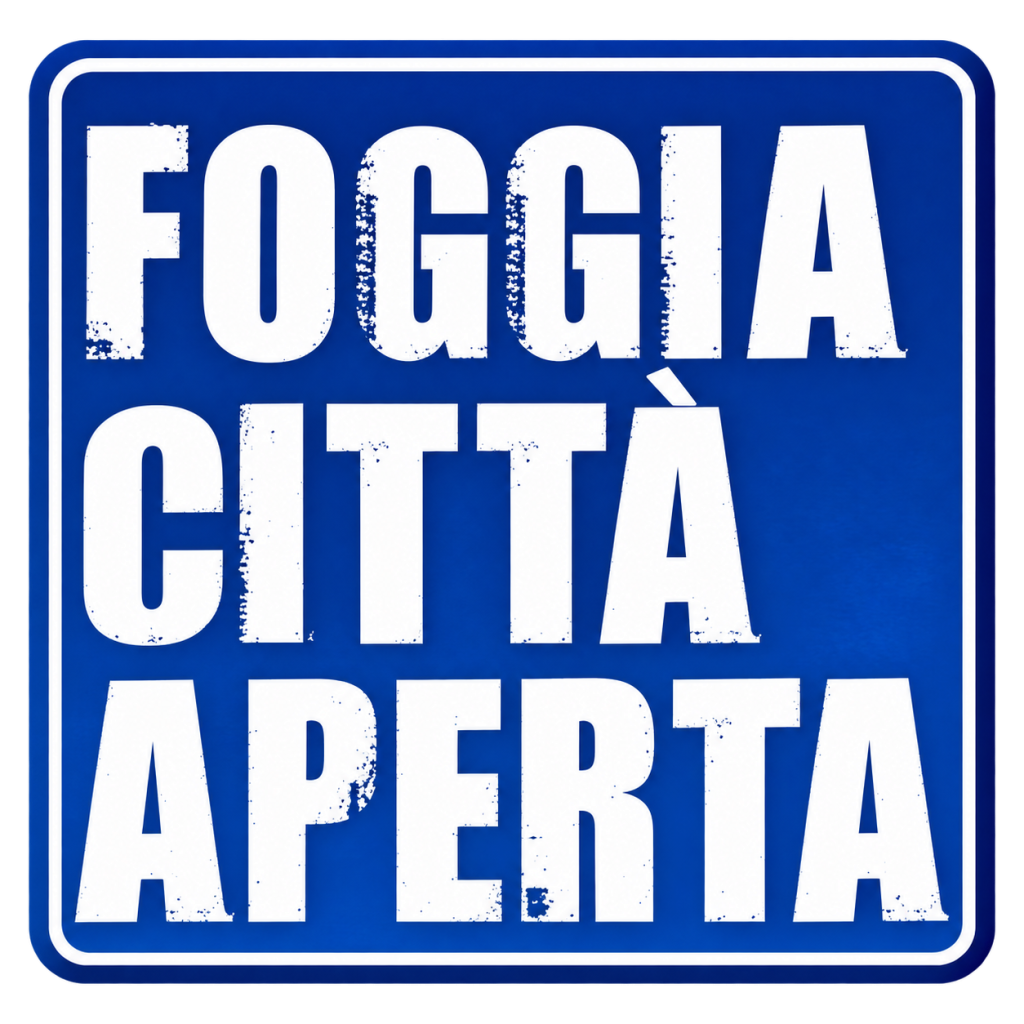 Cartello blu vintage “Foggia Città Aperta”