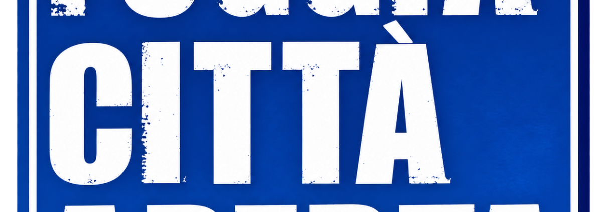 Articolo pubblicato dal Quotidiano "Foggia Città Aperta" 1 Cartello blu vintage Foggia Citta Aperta