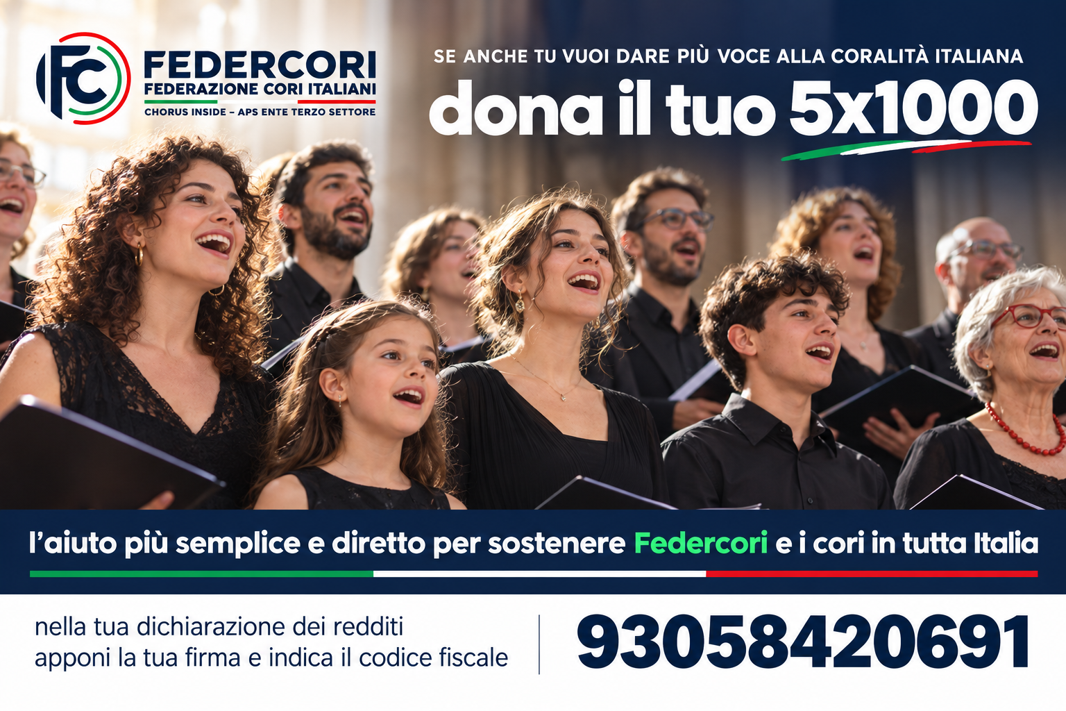 Dona il tuo 5x1000 alla coralità italiana